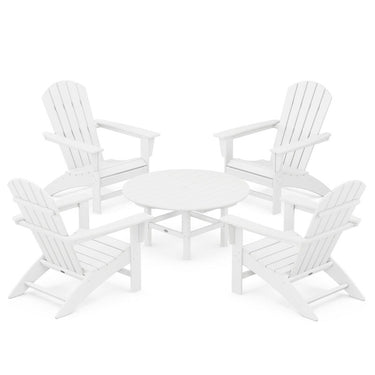 POLYWOOD Nautical 5-Piece Adirondack Chair Conversation Set - White